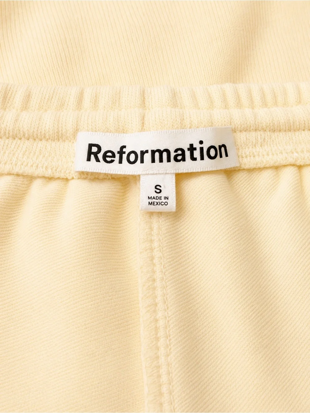 Reformation Olena Pale Butter Yellow Terry Cloth Lux Soft Knit Lounge Shorts